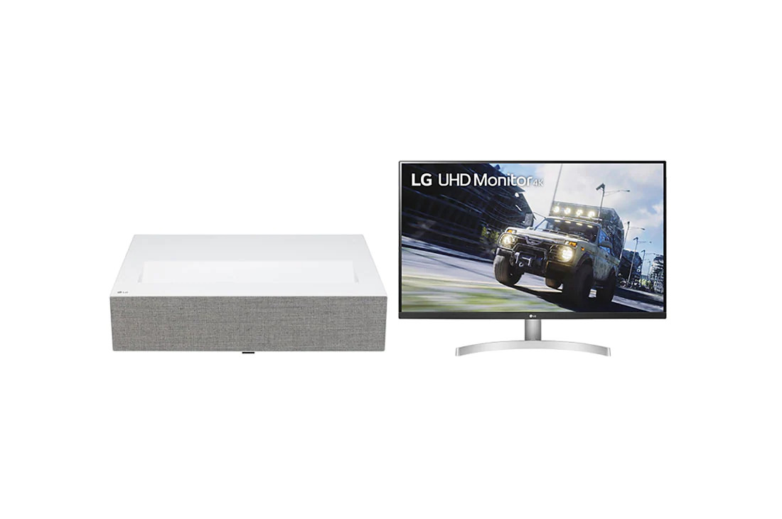 Máy chiếu LG CineBeam 4K UHD chiếu gần 120inch, HU710P & Màn hình LG UHD 4K 31.5'' VA UHD 4K, 32UN500-W